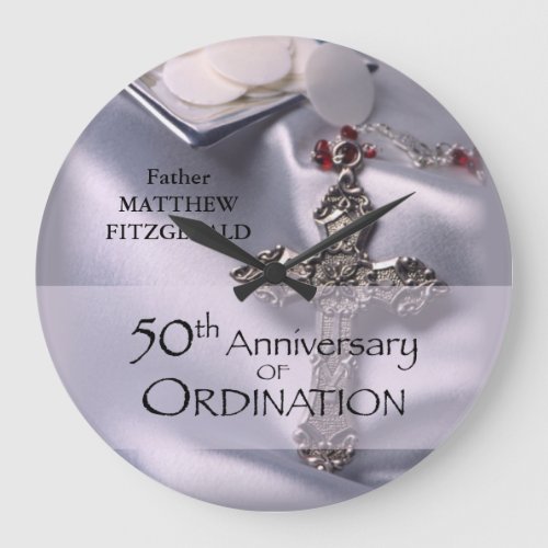 50th Custom Name Ordination Anniversary Chalice Large Clock