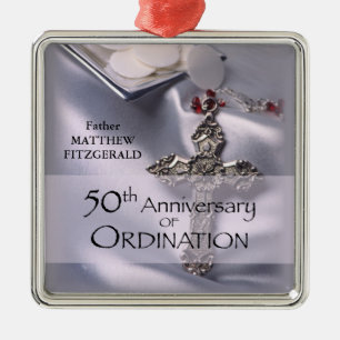50th Custom Name Ordination Anniversary Chalice Metal Ornament