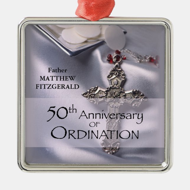 50th Custom Name Ordination Anniversary Chalice Metal Ornament (Front)