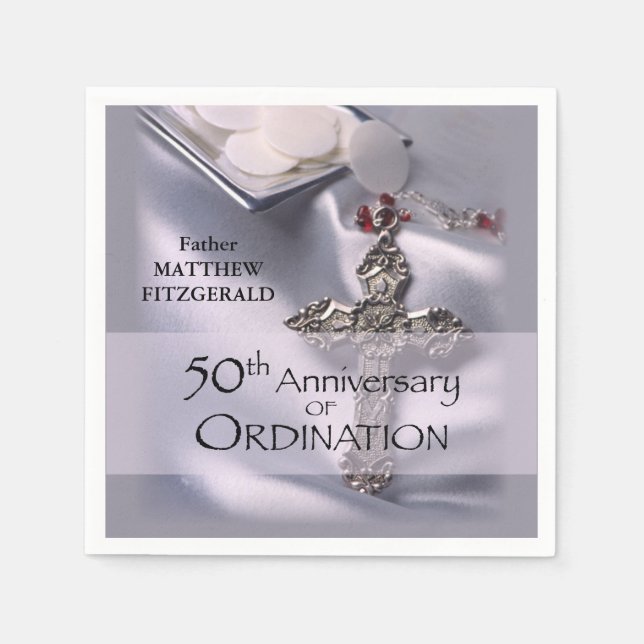 50th Custom Name Ordination Anniversary Chalice Paper Napkins (Front)