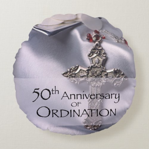 50th Custom Name Ordination Anniversary Chalice Round Pillow