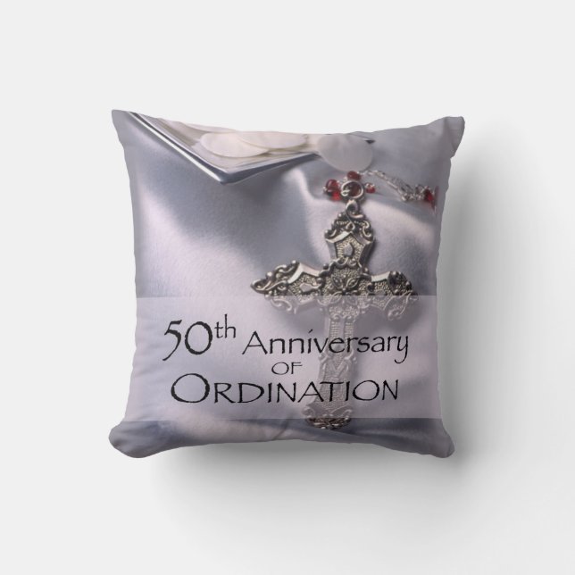 50th Custom Name Ordination Anniversary Chalice Throw Pillow (Front)