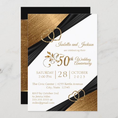 50th Dark Golden Heart Anniversary Design Invitation