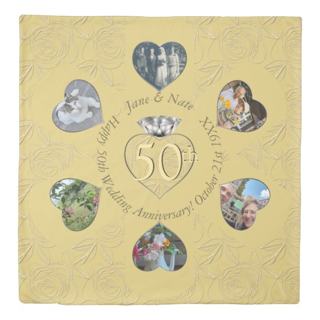 50th Diamond 6 Heart Photos  Duvet Cover (Front)