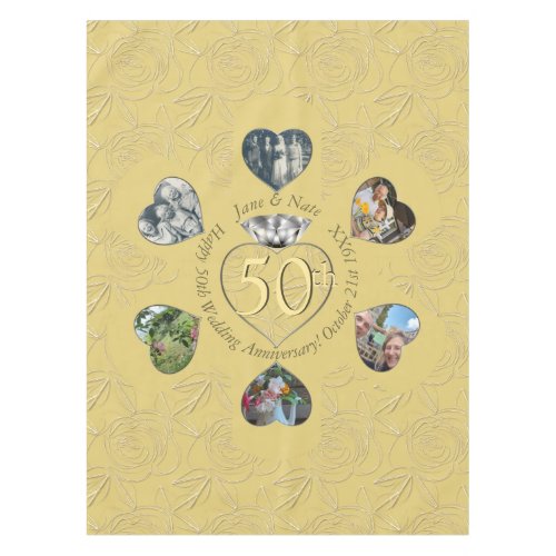 50th Diamond 6 Heart Photos  Tablecloth