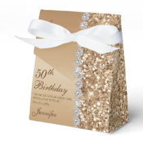 50th Elegant Gold Birthday Favor Boxes