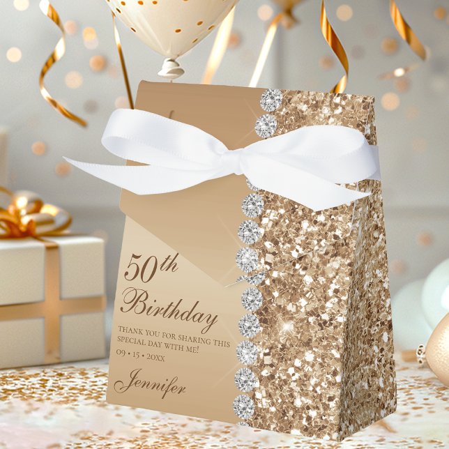 50th Elegant Gold Birthday Favor Boxes (Creator Uploaded)