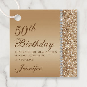 50th Elegant Gold Birthday Favor Tags