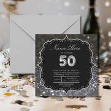 50th Elegant Silver Black Birthday