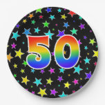 [ Thumbnail: 50th Event: Bold, Fun, Colorful Rainbow 50 Paper Plates ]
