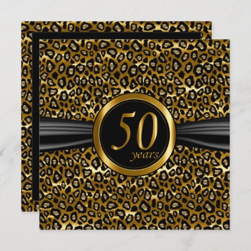 50th Exotic Glamorous Leopard Design Invitation