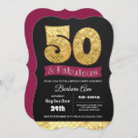 50th Fabulous Gold And Pink Fifty Birthday Invitation at Zazzle