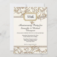 50th Fiftieth Art Nouveau Gold Purple Anniversary