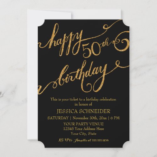 50th Fiftieth Birthday Party Ticket Celebration Invitation