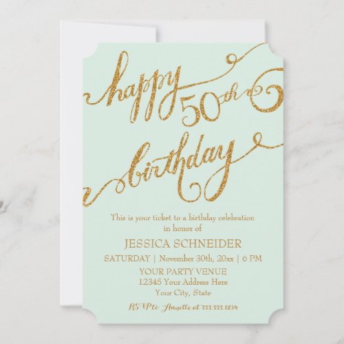 50th Fiftieth Birthday Party Ticket Celebration Invitation