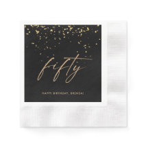 50th Fiftieth Elegant Gold Confetti Birthday Party