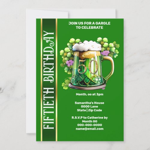 50th Fiftieth Irish lads beer cheer milestone Invitation