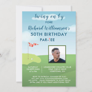 50th Fiftieth Men's Birthday Party Photo Golf Invitation