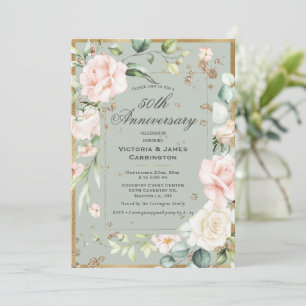 50th Fifty 50 Fiftieth Wedding Anniversary Invitation
