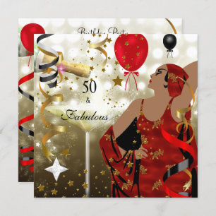 50th Fifty Birthday Party Glamorous Lady Fabulous Invitation