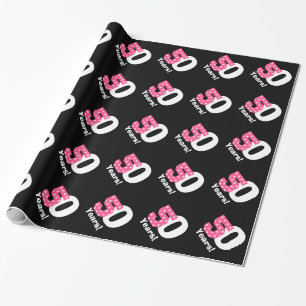 50th Fifty Birthday STARS Custom Name Color V45 Wrapping Paper
