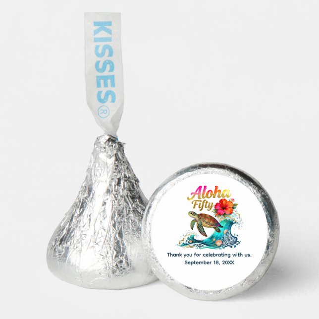 50th Fifty Birthday Tropical Ocean Beach Favors (Front)