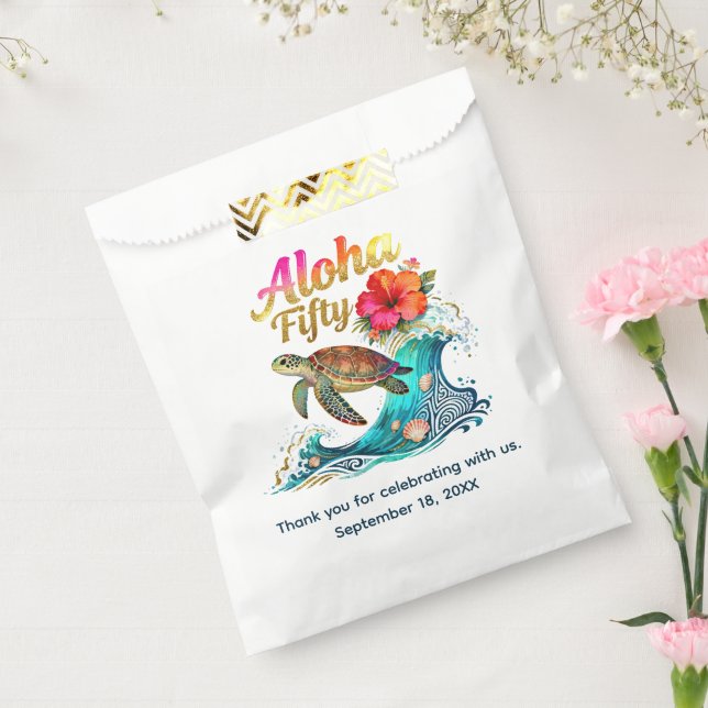 50th Fifty Birthday Tropical Ocean Beach Theme Favor Bag (Sealed)