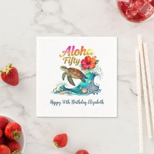 50th Fifty Birthday Tropical Ocean Beach Theme Napkins