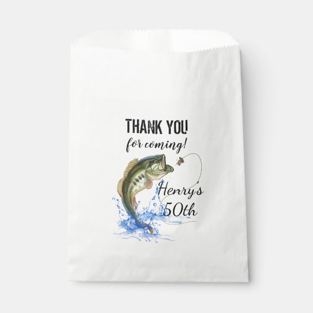 50th Fishing Birthday Thank You Favor Bag (Front)