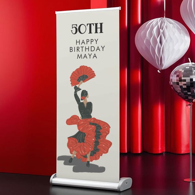 50th Flamenco Dancer Birthday Party Retractable Banner (50th Flamenco Dancer Birthday Party Retractable Banner Welcome Sign)