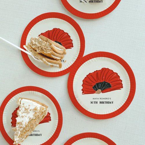 50th Flamenco Fan Birthday Party Paper Plates