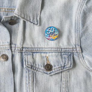 50th flight airplane colorful souvenir button