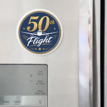 50th flight gold airplane travel souvenir