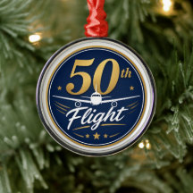 50th flight gold airplane travel souvenir