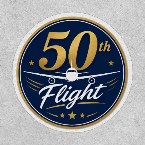 50th flight gold airplane travel souvenir patch