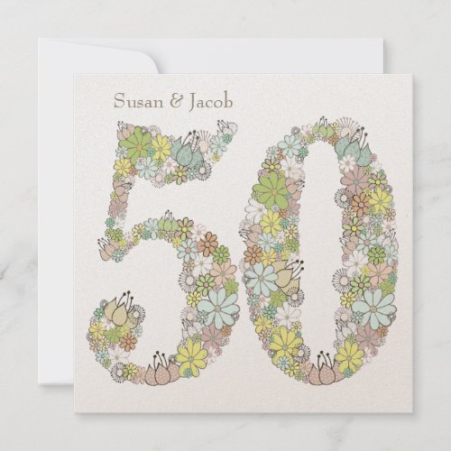 50th Floral Wedding Anniversary Custom Invitation