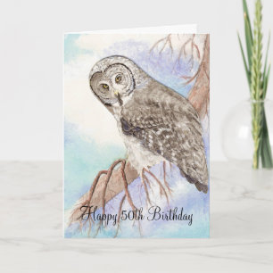 50th Funny Birthday Owl Card