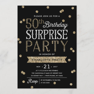 50th Glitter Confetti Surprise Party Invitation