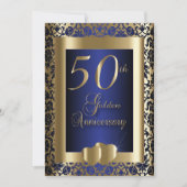 50th Gold and Blue Wedding Anniversary | DIY Text Invitation (Front)