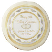 50th Gold and White Wedding Anniversary Sugar Cookie (Front)