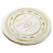 50th Gold and White Wedding Anniversary Sugar Cookie (Angled)