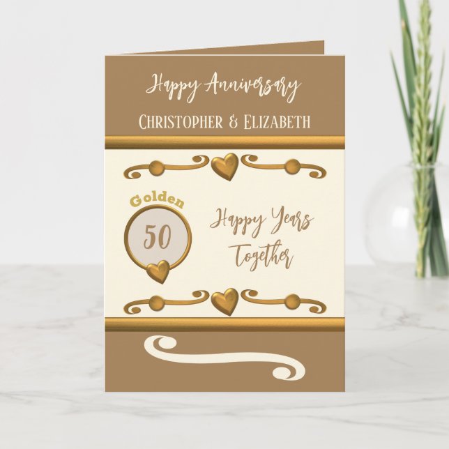 50th Gold Anniversary add names brown Card (Front)
