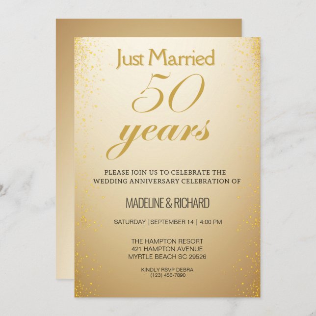   50th Gold Anniversary Celebration Invitation (Front/Back)
