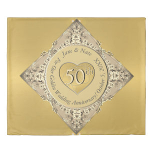 50th Gold Anniversary Duvet Cover