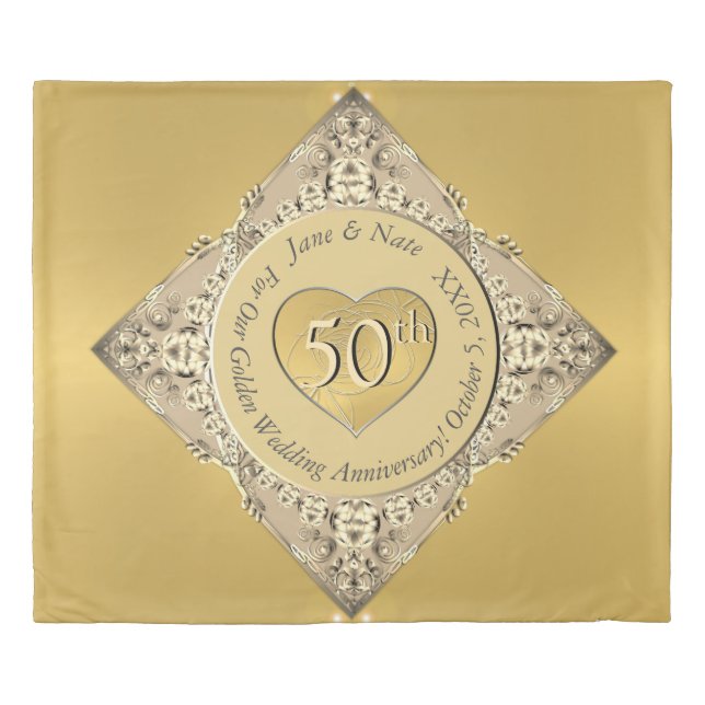 50th Gold Anniversary Duvet Cover (Front)