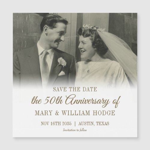 50th Gold Anniversary Wedding Photo Save The Date