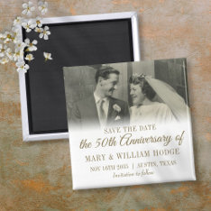 50th Gold Anniversary Wedding Photo Save The Date Magnet at Zazzle