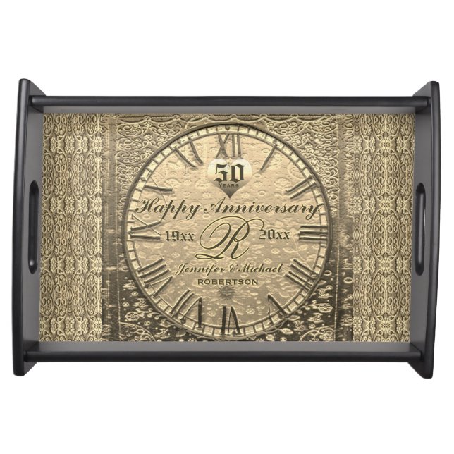 50th Gold Anniversary Wedding Serving Tray (Front)