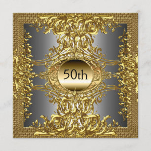 50th Gold Birthday Party Invitation