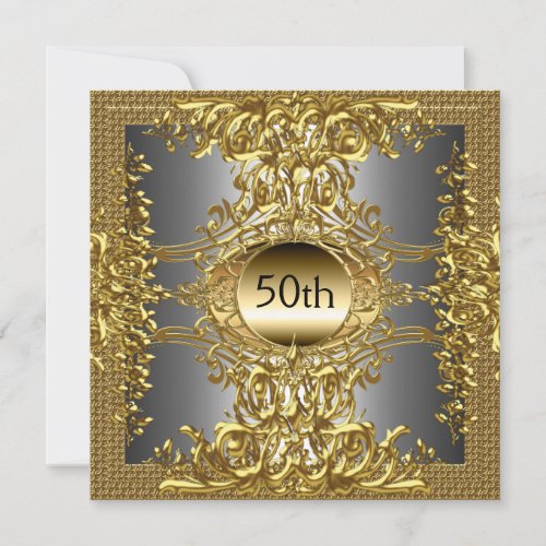 50th Gold Birthday Party Invitation